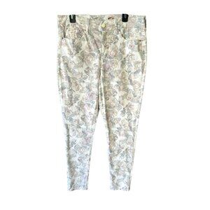 NWT Seven 7 White High Rise Skinny Jeans Floral Print 5 Stretch Denim Comfort 14